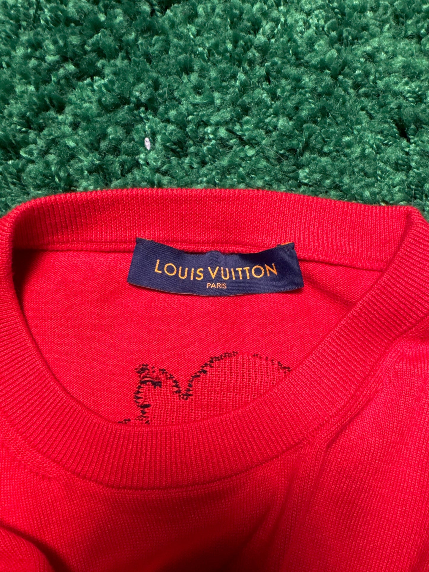 Louis Vuitton Red Cotton Knit Graphic Tee